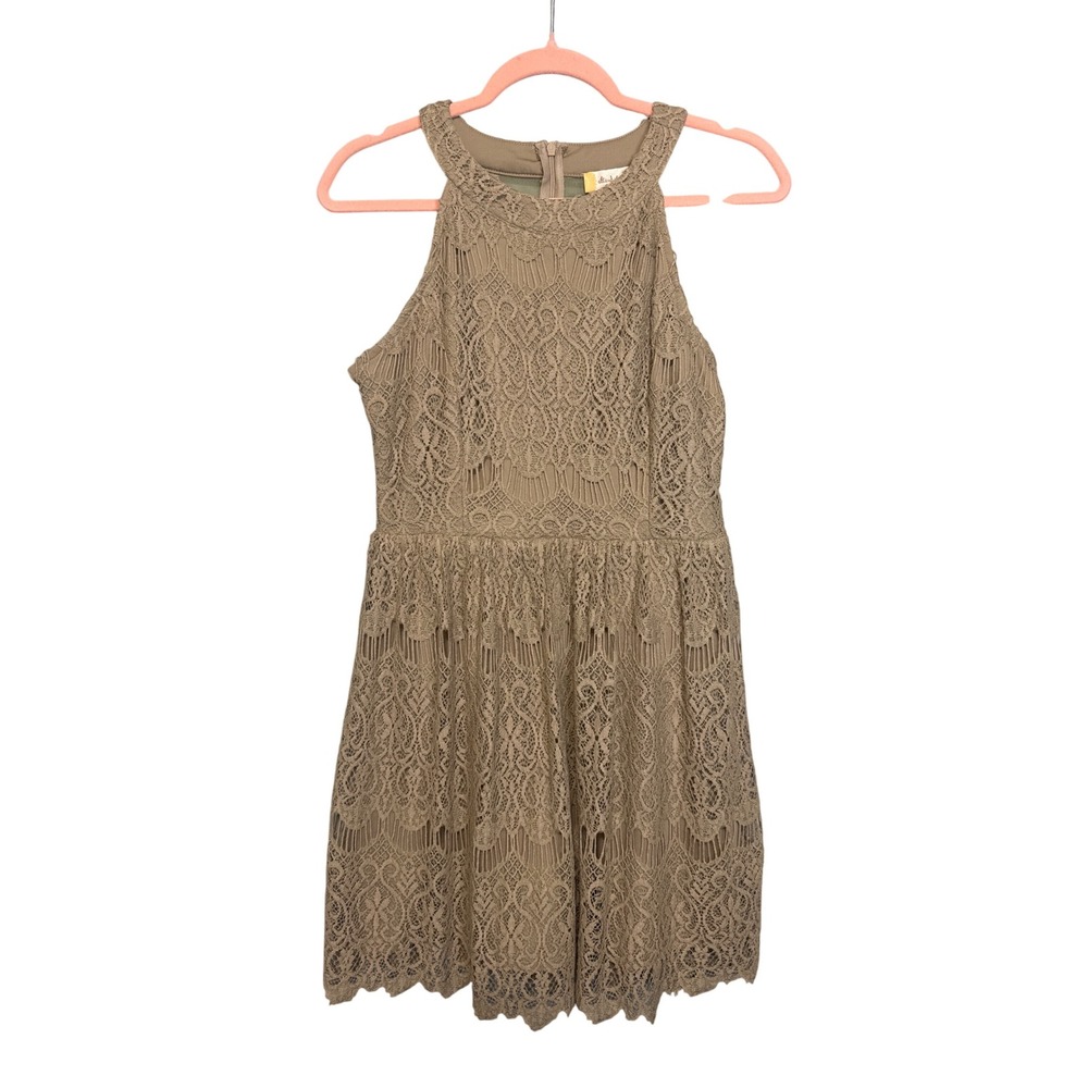 Altar'd State Lace Halter Dress Sleeveless‎ Party Cocktail Dress Mocha S
